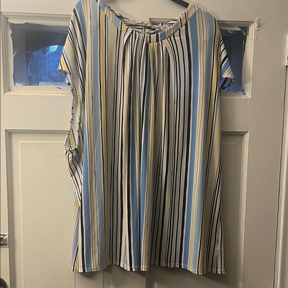 Liz Claiborne Blue and Yellow Striped Blouse
